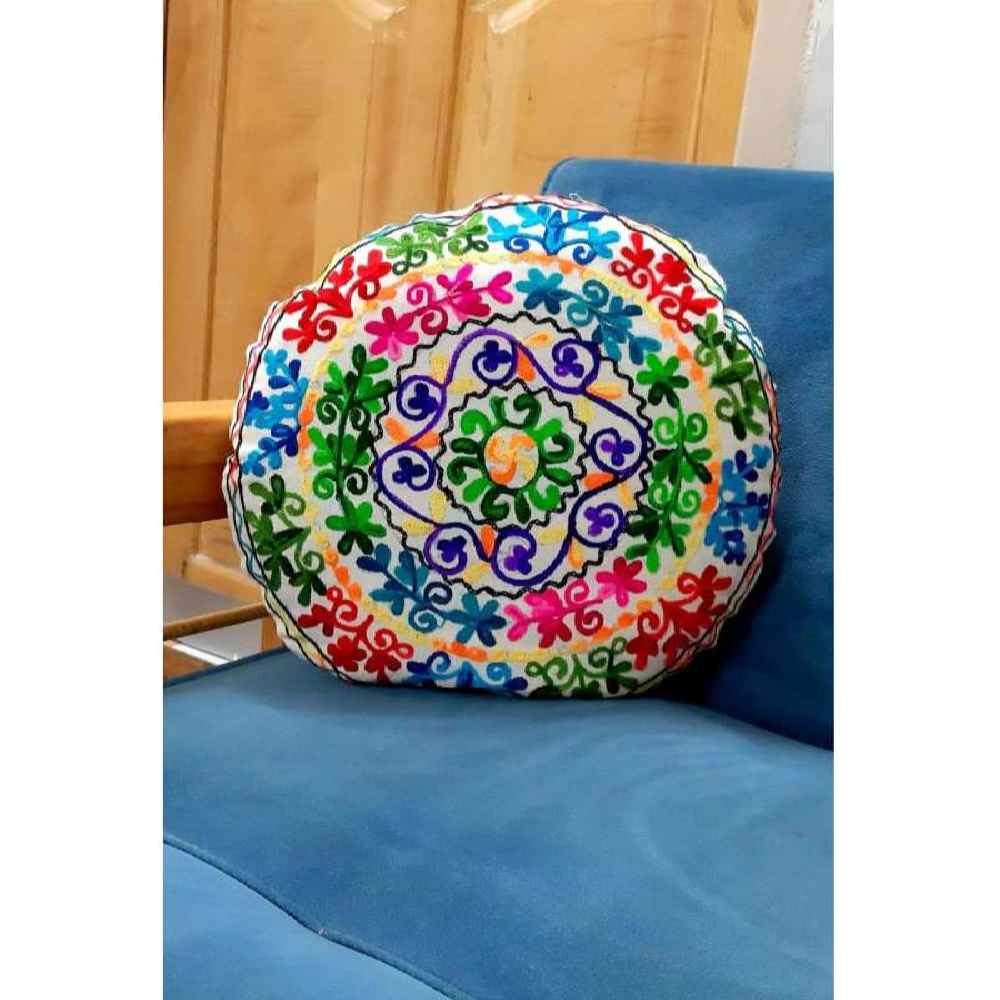 Price and Buy Embroidered Cushion Cover – Round Suzani Design Rana - Image 3