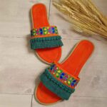 Price and Buy Embroidered Macrame Indoor Slipper for Women – Soft & Handmade with Leaf Design