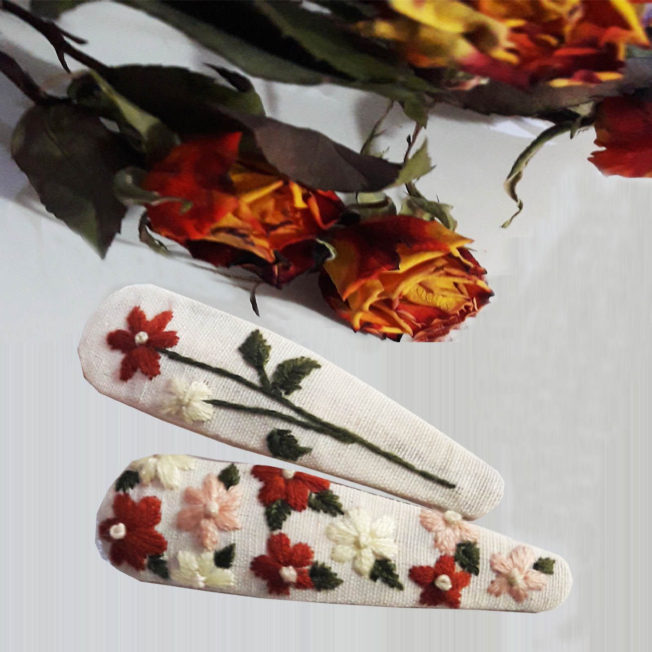 Price and Buy Embroidered Snap Hair Clip Set of 2 Handwoven Model Spring Bloom - Image 5