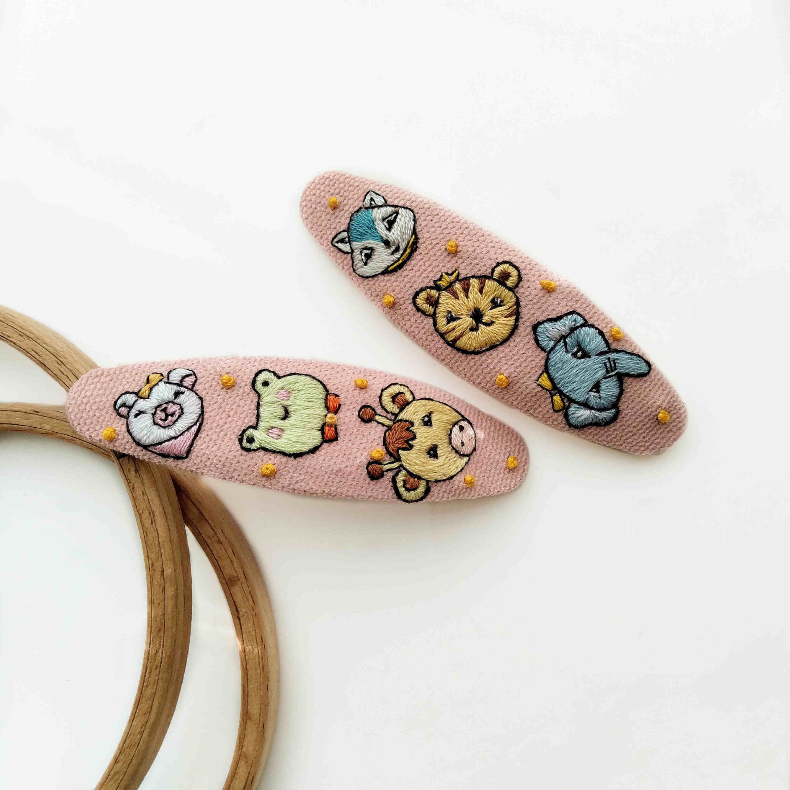 Price and Buy Embroidered Snap Hair Clip Set with Cute Animal Design Handwoven - Image 3