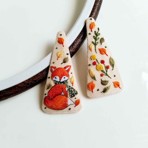 Price and Buy Embroidered Snap Hair Clip Set with Fox Design Handwoven