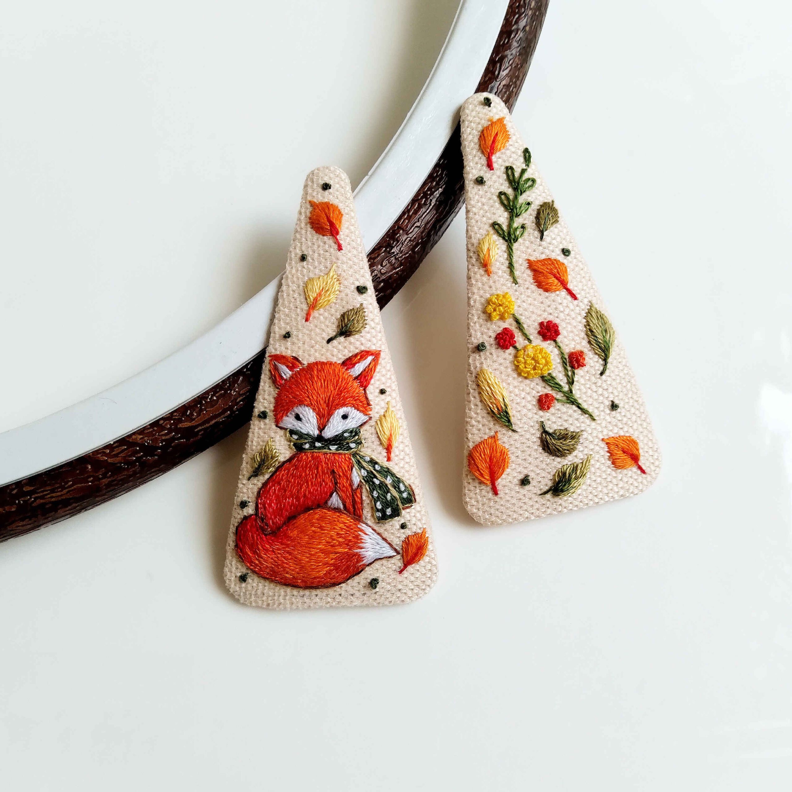 Price and Buy Embroidered Snap Hair Clip Set with Fox Design Handwoven