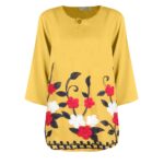 Price and Buy Embroidered Three Quarter Sleeve Blouse for Women – Floral Yellow