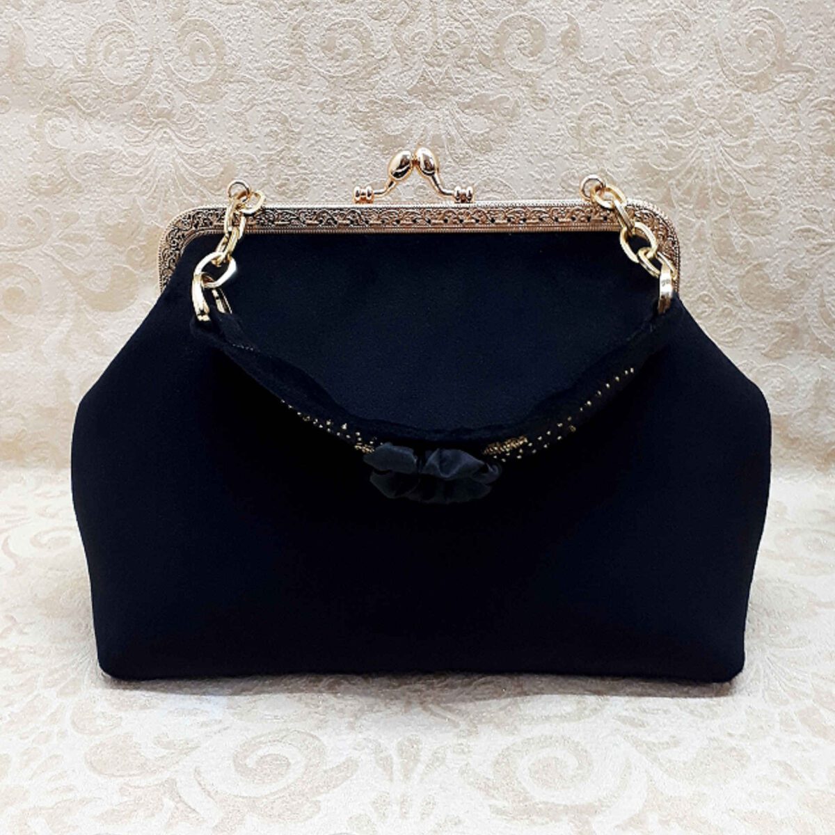 Price and Buy Embroidered Velvet Clutch Handbag with Floral Pattern – Ella - Image 3