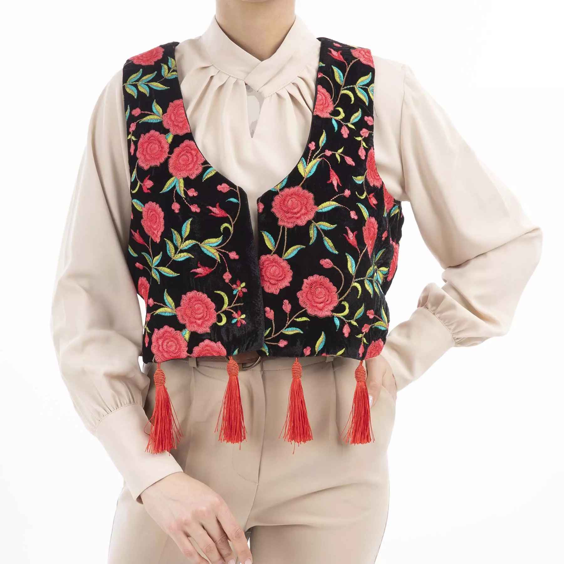 Price and Buy Embroidered Vest for Women with Floral Design