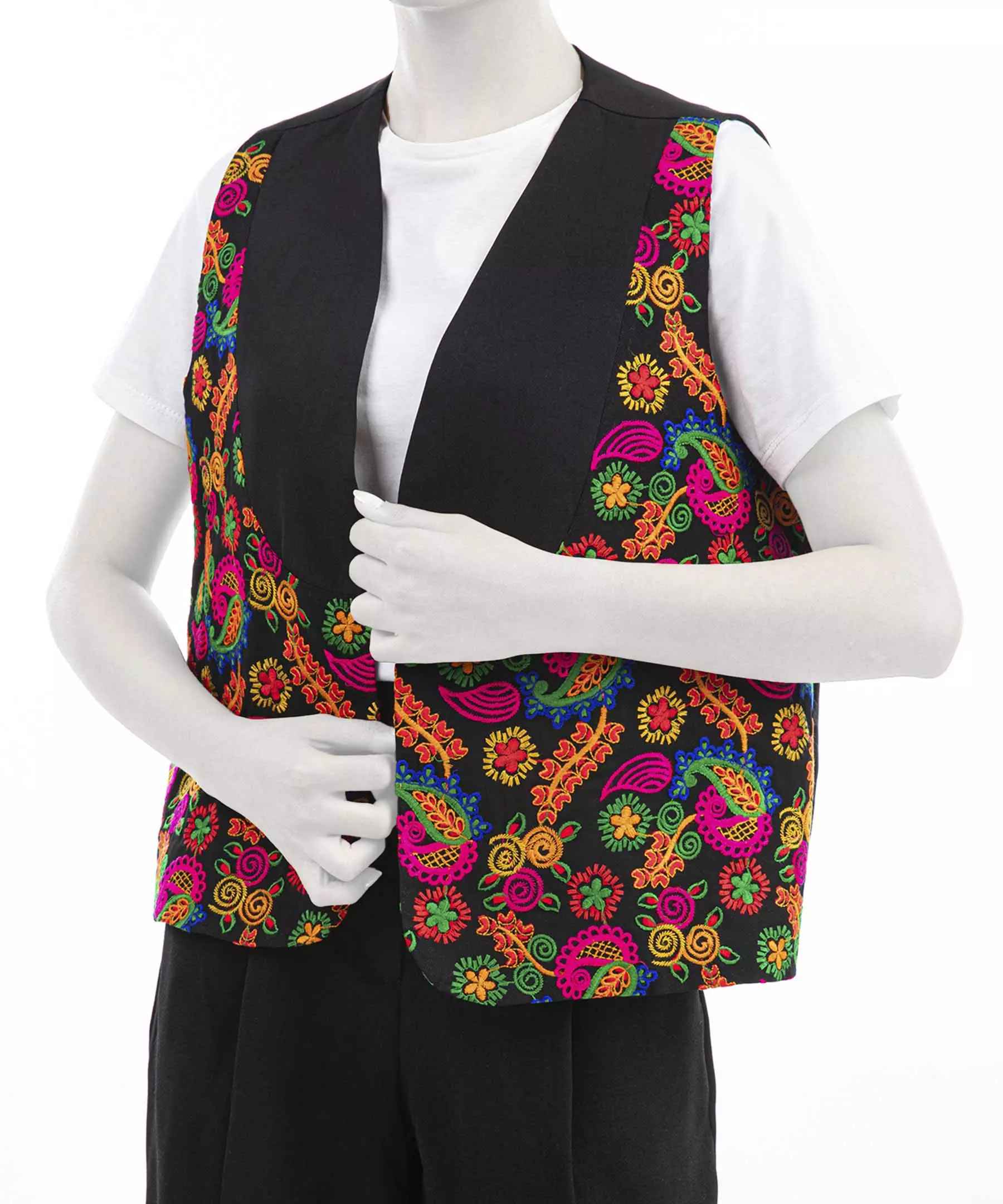 Price and Buy Embroidered Vest for Women with Paisley Design