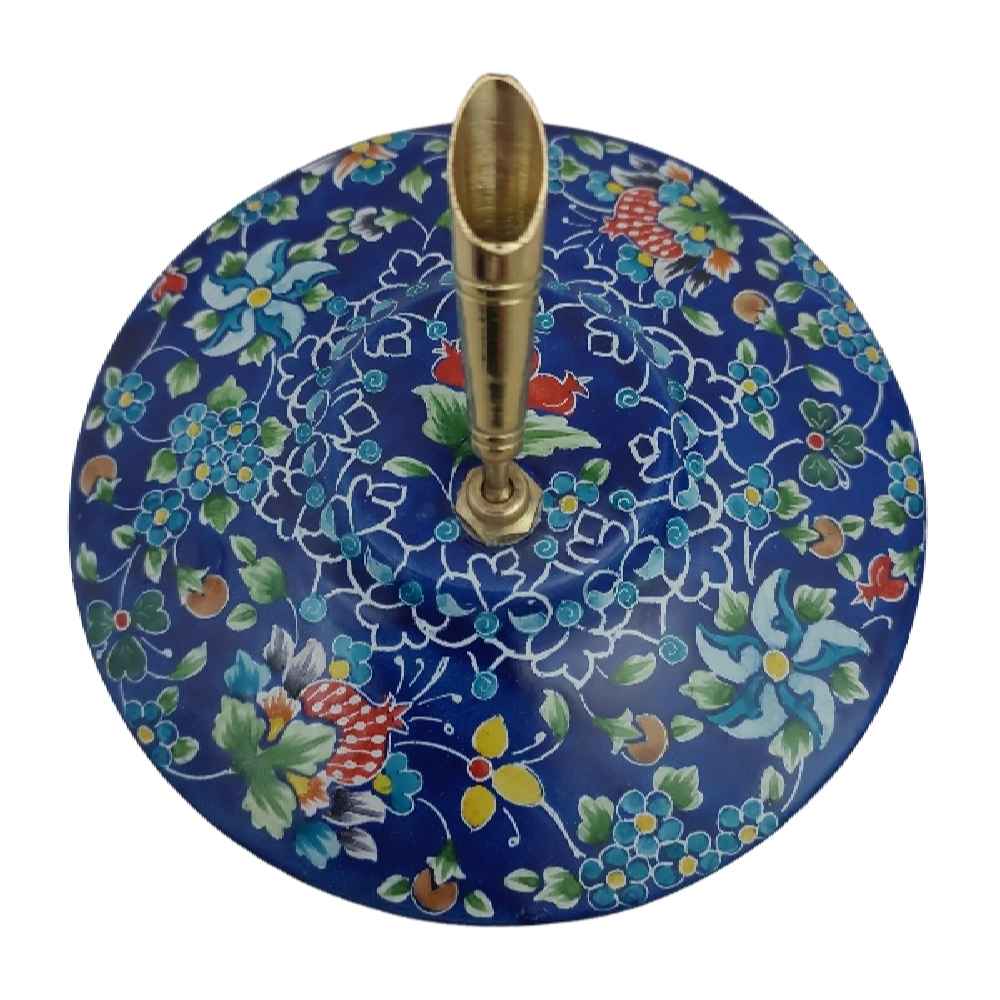 Price and Buy Enamel Elegance – Persian Copper Pen Holder with Blue Floral Minakari - Image 3
