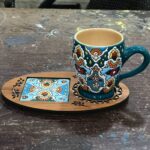 Price and Buy Enamel-painted pottery mug with wooden coaster – Suitable for Decorative or Gifting