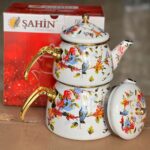 Price and Buy Enamel Teapot and Kettle Set – Floral & Bird Design - Image 3