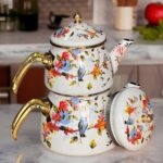 Price and Buy Enamel Teapot and Kettle Set – Floral & Bird Design - Image 4