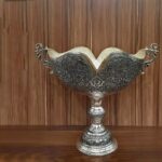Price and Buy Engraved Brass Bowl with Silver Plating, Unique Flower & Peacock Design