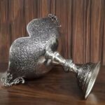 Price and Buy Engraved Brass Bowl with Silver Plating, Unique Flower & Peacock Design - Image 4