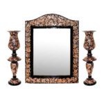 Price and Buy Engraved Persian Copper Mirror Frame & Candlesticks Set – King Design