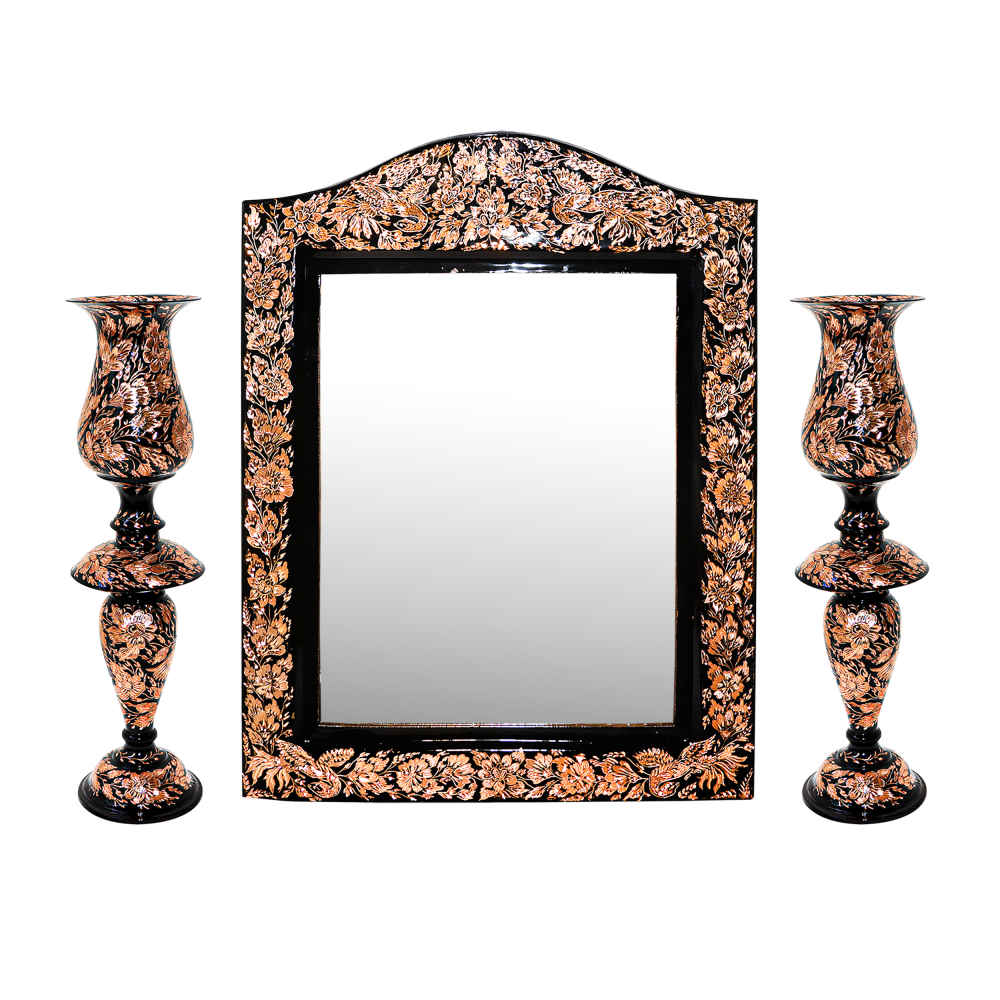 Price and Buy Engraved Persian Copper Mirror Frame & Candlesticks Set – King Design_68fdb2895a1a6.jpeg Price and Buy Engraved Persian Copper Mirror Frame & Candlesticks Set – King Design - Image 1