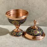 Price and Buy Engraved Persian Minakari Copper Sugar Bowl with Lid - Image 3