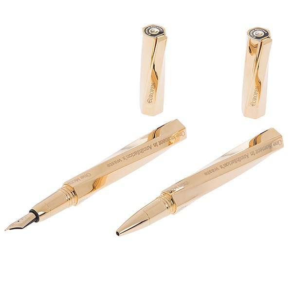 Price and Buy Europen Khayyam Gold Coated Rollerball Pen & Fountain Pen Gift Set - Image 9