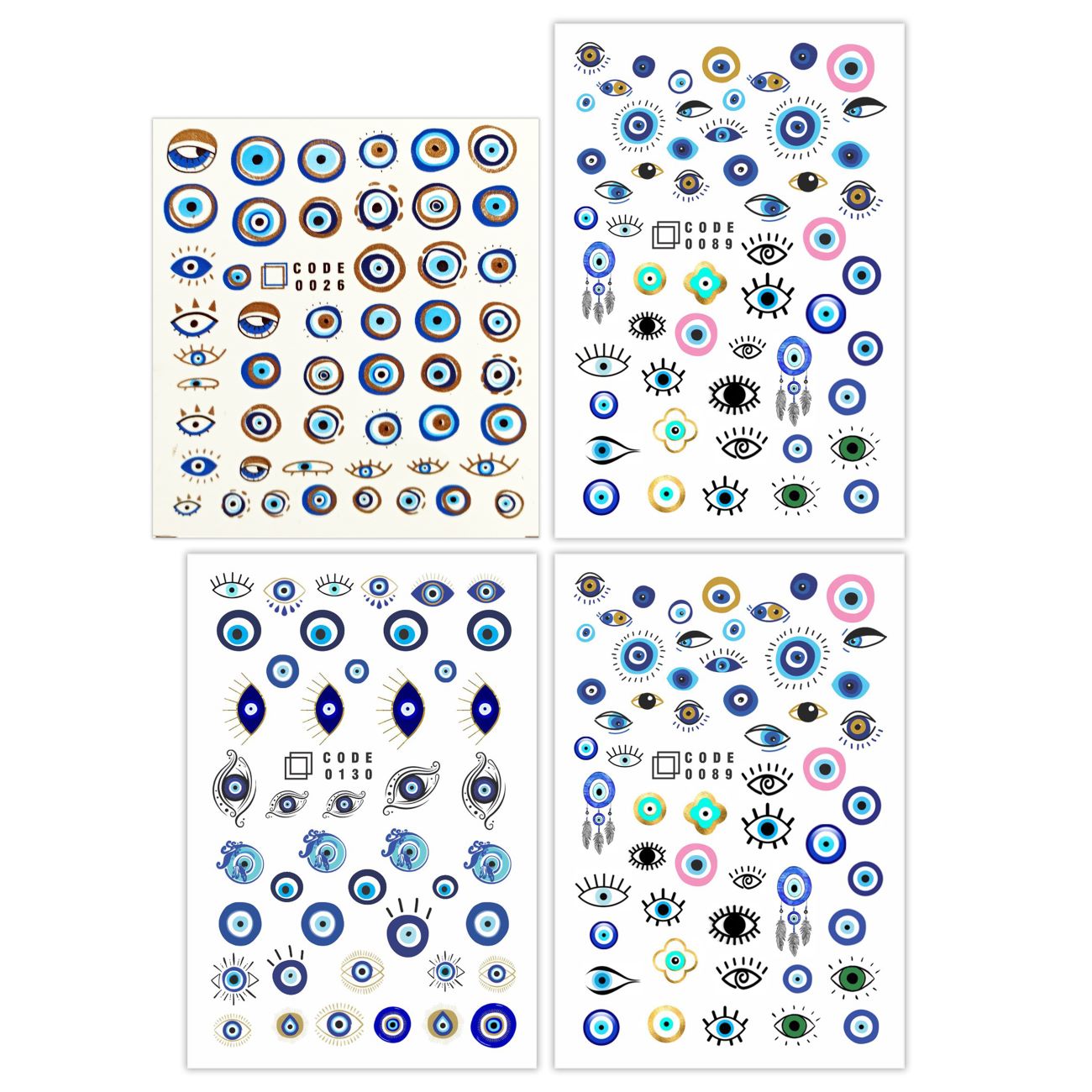 Price and Buy Evil Eye Nail Stickers Fashionable Designs for Strength, Protection, and Style Pack of 4