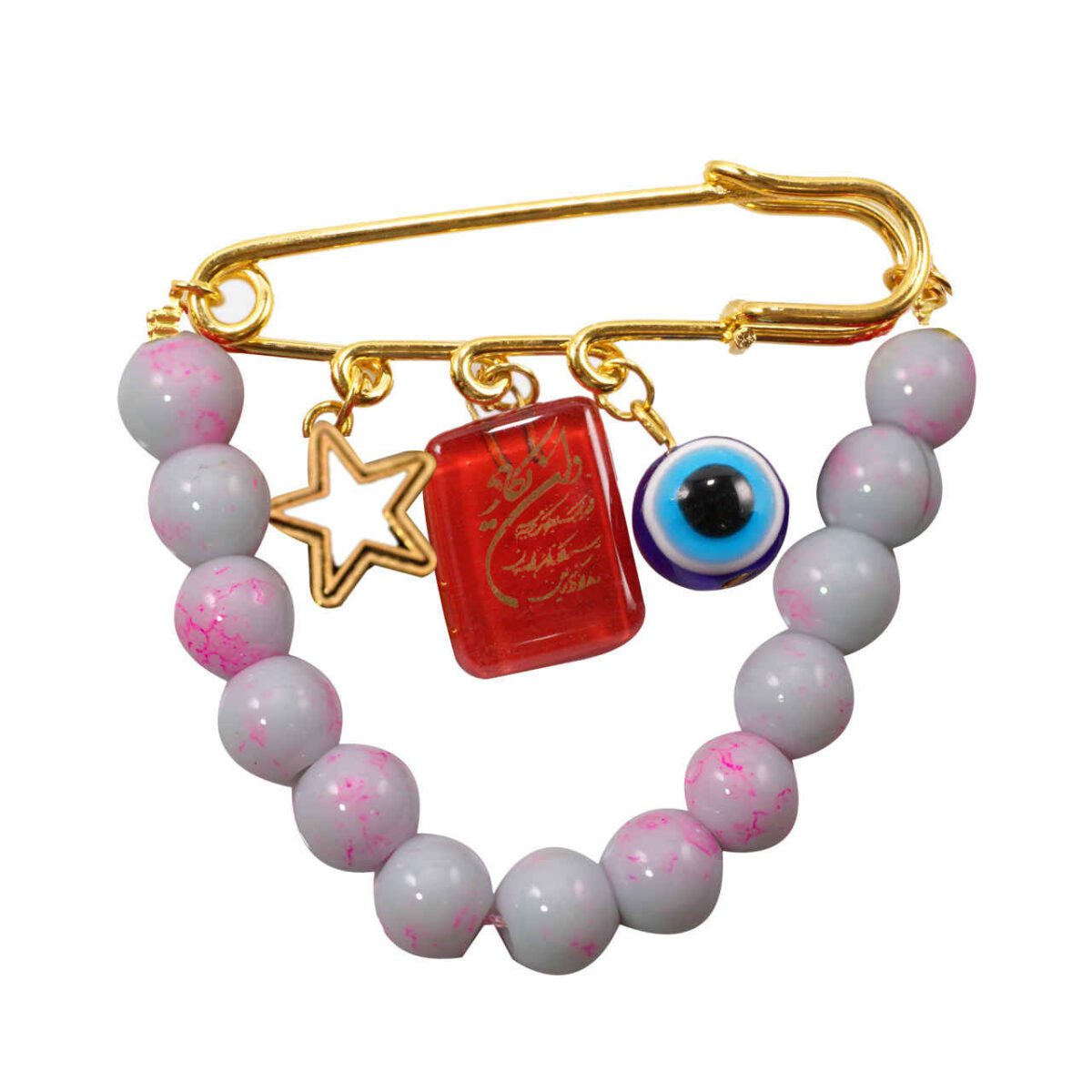 Price and Buy Evil Eye Safety Pin Brooch with Chain – Protection Charm - Image 3