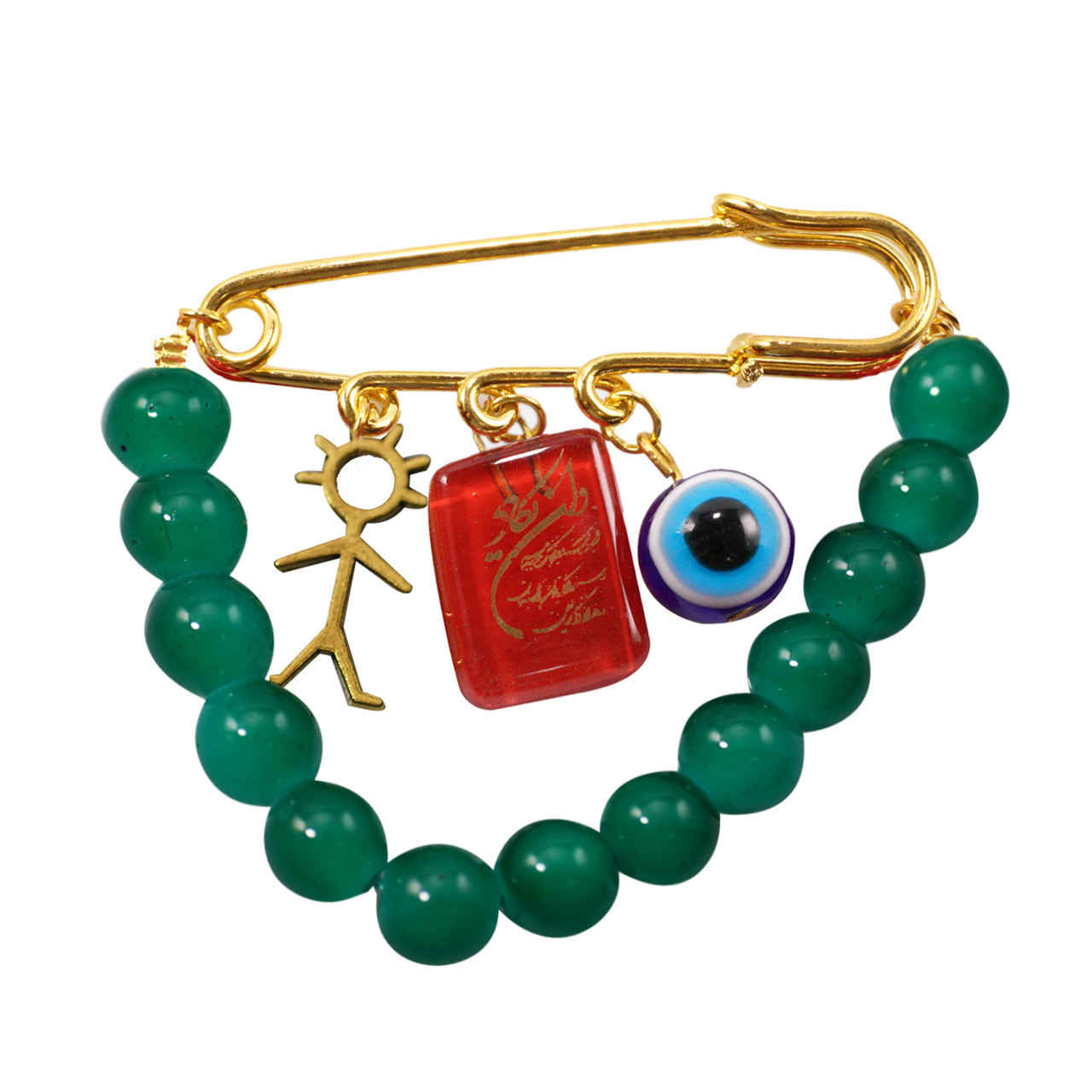 Price and Buy Evil Eye Safety Pin Brooch with Chain – Protection Charm - Image 4