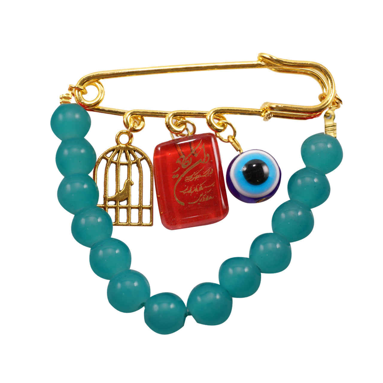 Price and Buy Evil Eye Safety Pin Brooch with Chain – Protection Charm - Image 5