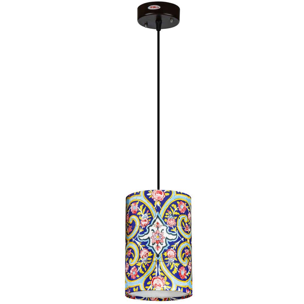 Price and Buy Fabric Pendant Light with Velvet Cylinder Lampshade Nava