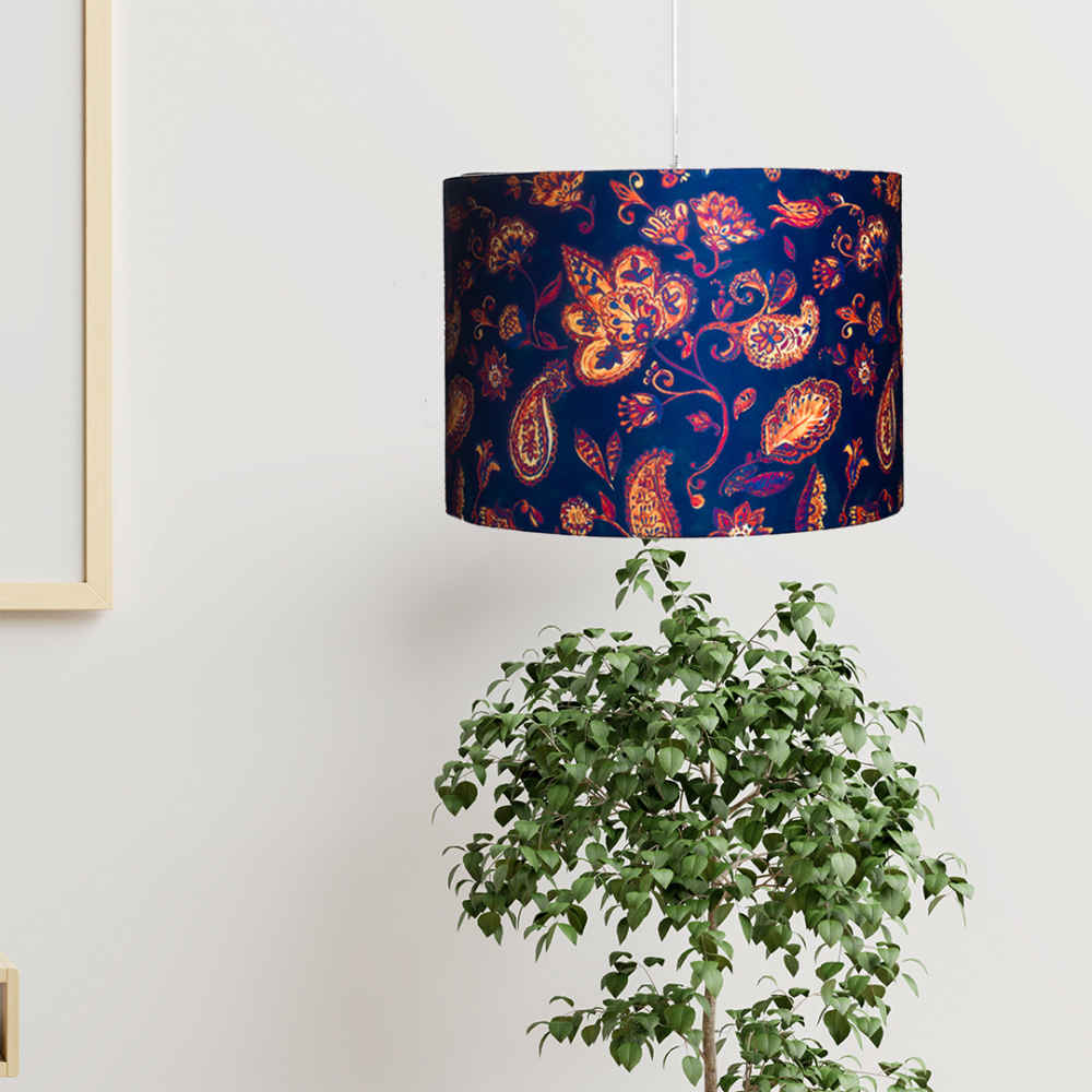 Price and Buy Fabric Pendant Light with Velvet Drum Lampshade Saltanati - Image 3
