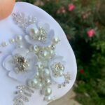 Price and Buy Face Mask Satin Fabric Quality, Pearls and Flowers Design