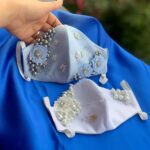 Price and Buy Face Mask Satin Fabric Quality, Pearls and Flowers Design - Image 3