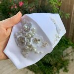 Price and Buy Face Mask Satin Fabric Quality, Pearls and Flowers Design - Image 5