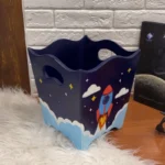 Price and Buy Fantasy Wooden Wastebasket for Dry Waste – Spacecraft Pattern, 12L - Image 3