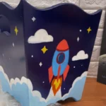 Price and Buy Fantasy Wooden Wastebasket for Dry Waste – Spacecraft Pattern, 12L - Image 4