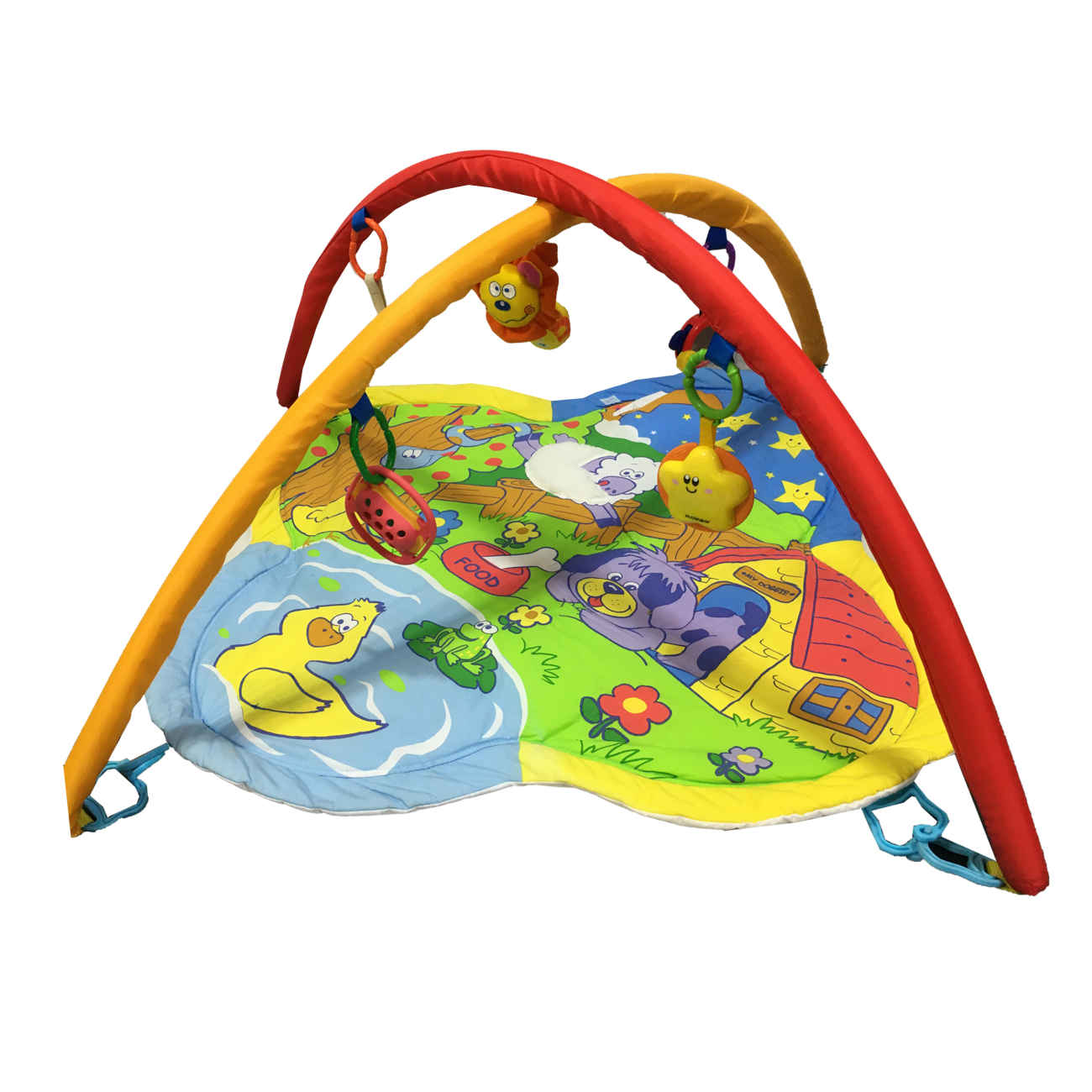 Price and Buy Farm-Themed Baby Play Mat – Soft Washable Activity Mat with Hanging Toys & Music