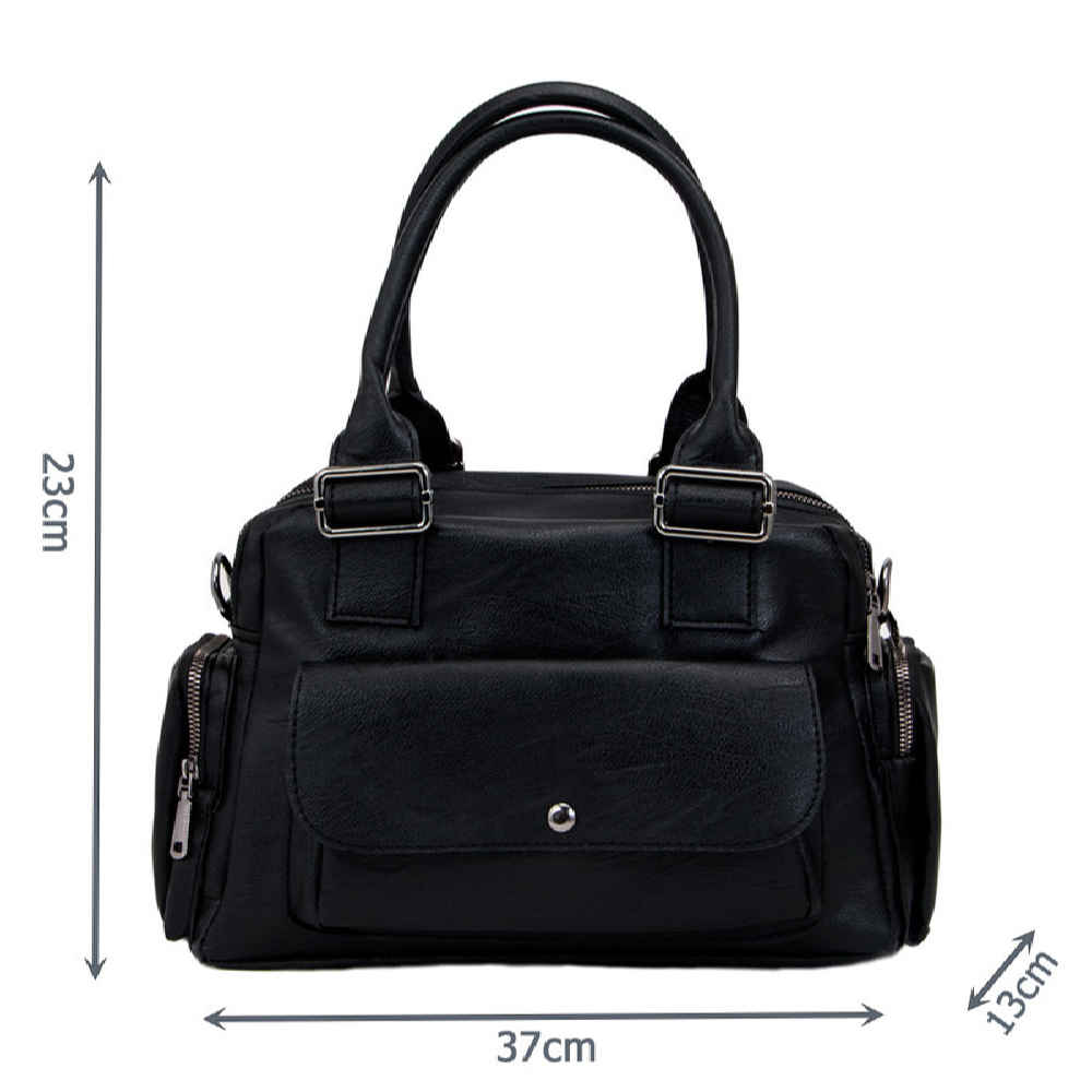 Price and Buy Faux Leather Bauletto Handbag with Top Handle & Long Strap - Image 5