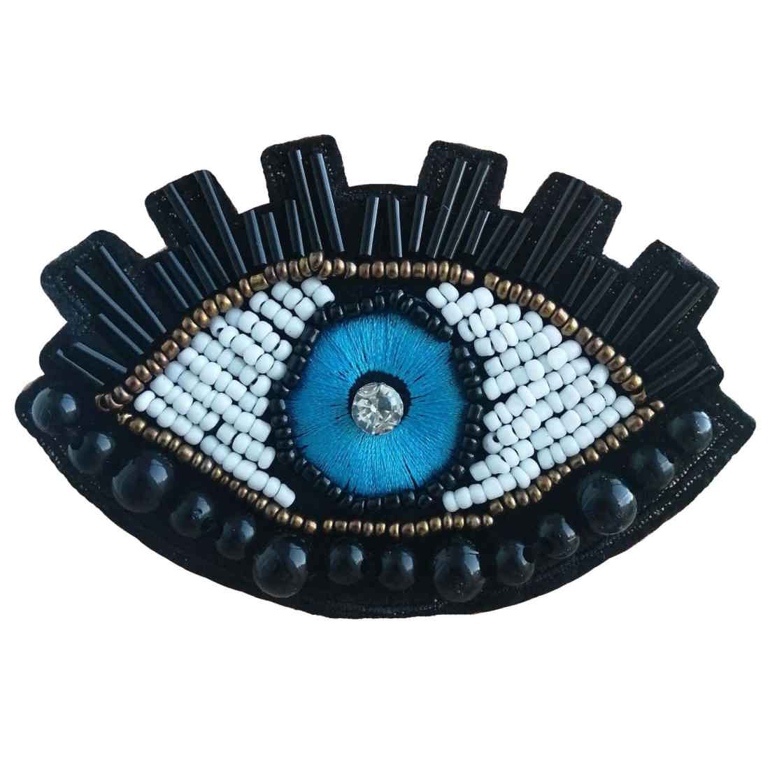 Price and Buy Feminine Beaded Brooch Pin – Blue Eye Design - Image 3