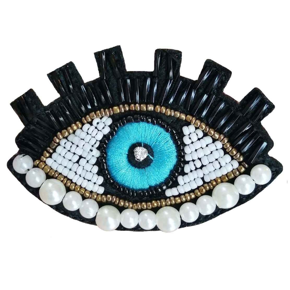 Price and Buy Feminine Beaded Brooch Pin – Blue Eye Design - Image 4