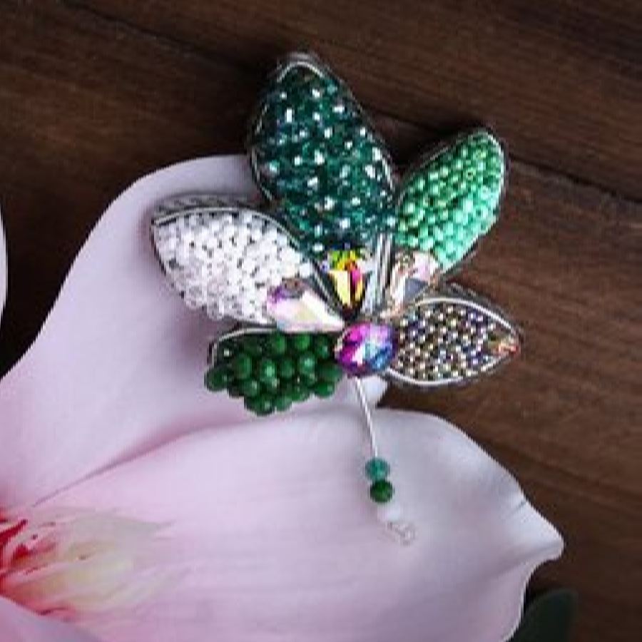 Price and Buy Feminine Handmade Beaded Brooch Pin – Leaf Design - Image 3
