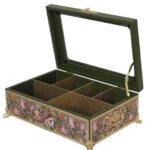 Price and Buy Floral Wood Tea Box with Organized Sections - Image 3