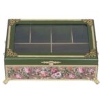 Price and Buy Floral Wood Tea Box with Organized Sections - Image 4