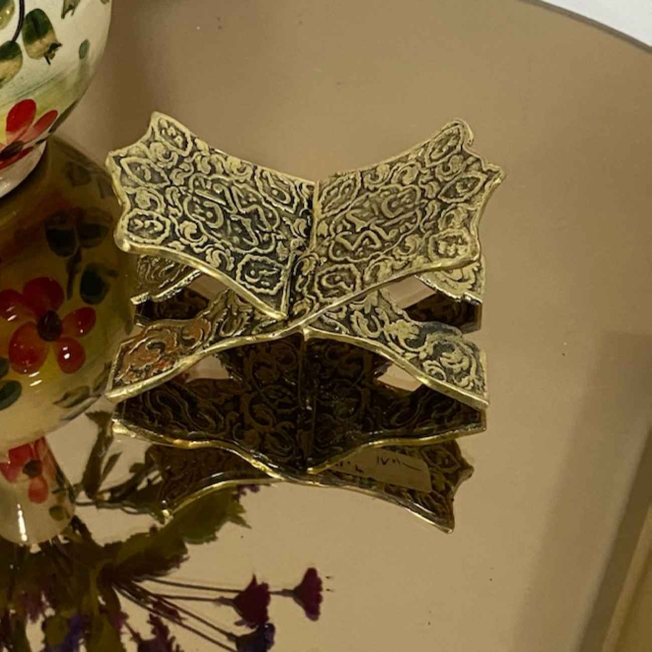 Price and Buy Foldable Brass Quran Rehal Stand Holder with Engraved Deign - Image 6