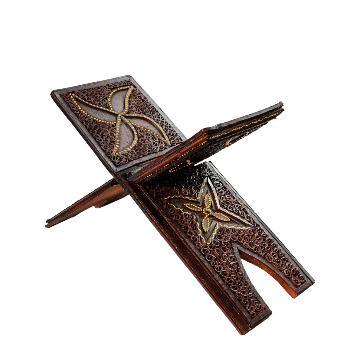 Price and Buy Foldable Wooden Quran Rehal Stand Holder with Natural Camel Leather - Image 3