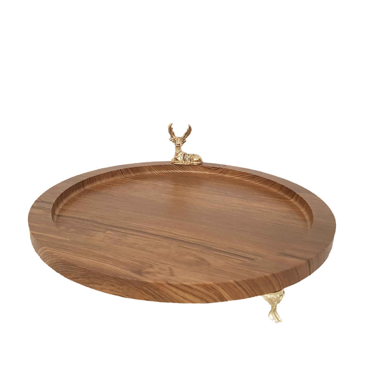Price and Buy Footed Round Wooden Tray – Featuring Elegant Deer Design - Image 3