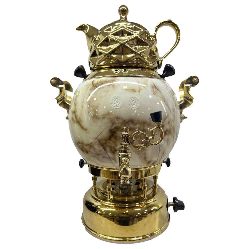 Price and Buy Gas Samovar Tea Maker with Teapot Modern Geometric Design Marble 6-Liter