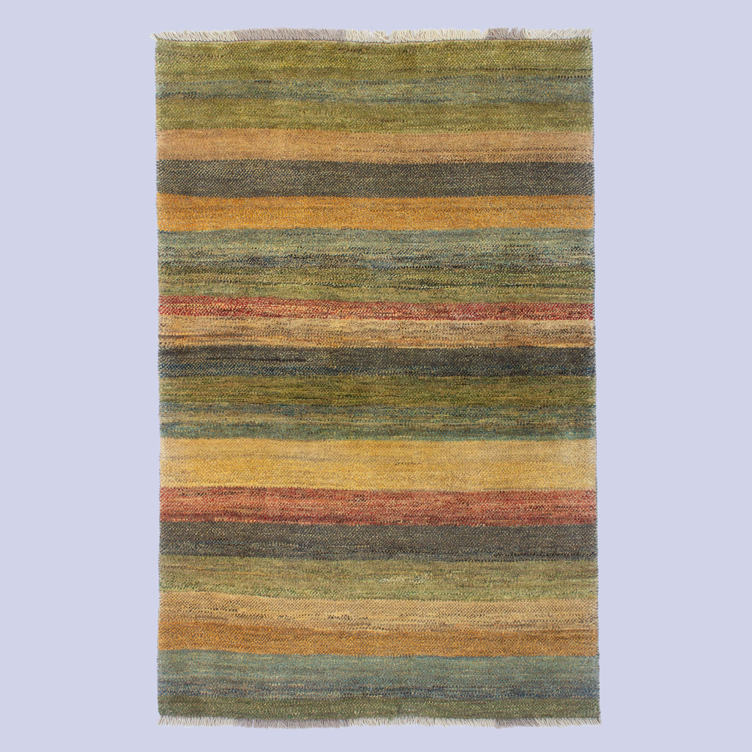 Price and Buy Genuine Genuine Persian Gabbeh Wool Rug Handwoven Striped Green