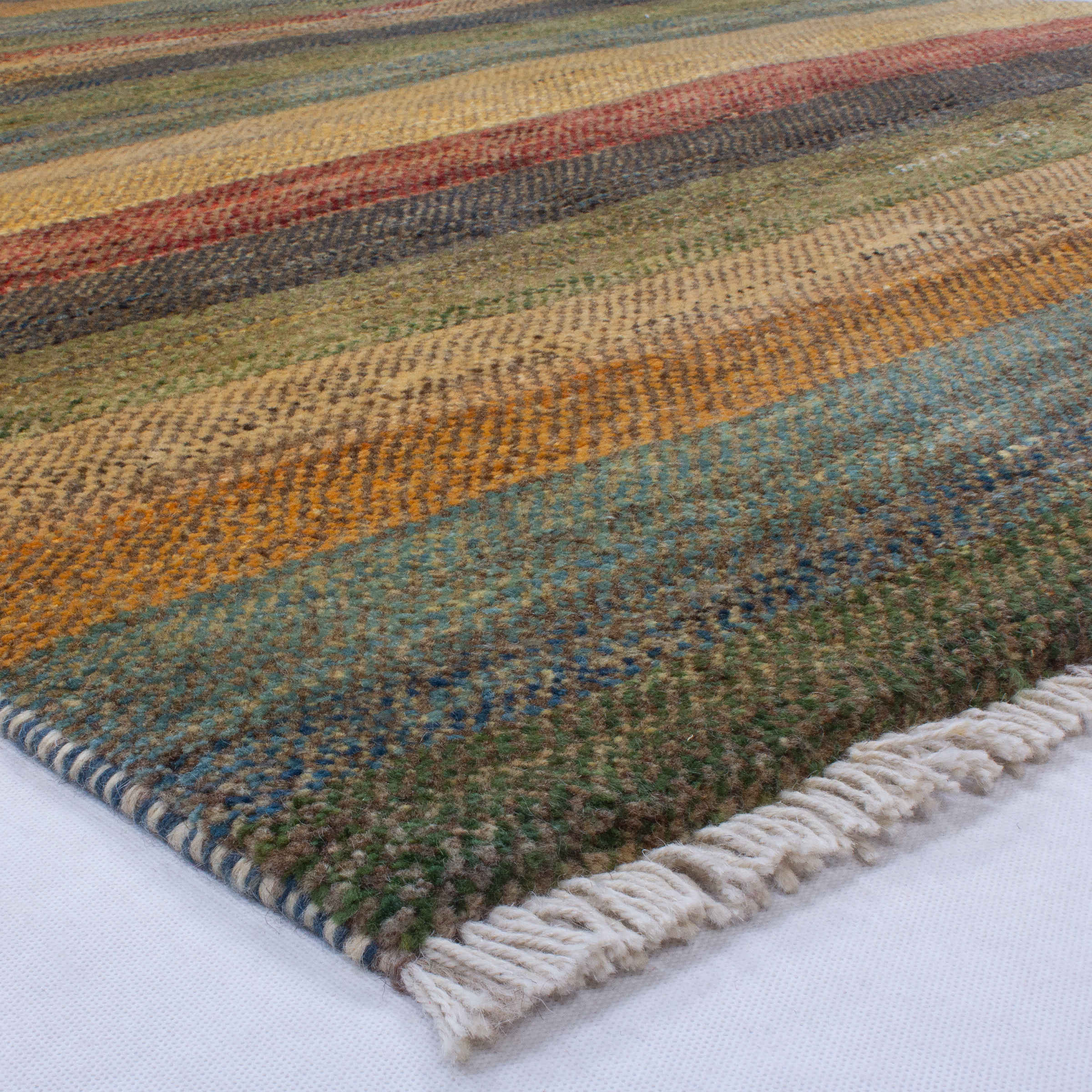 Price and Buy Genuine Genuine Persian Gabbeh Wool Rug Handwoven Striped Green - Image 3