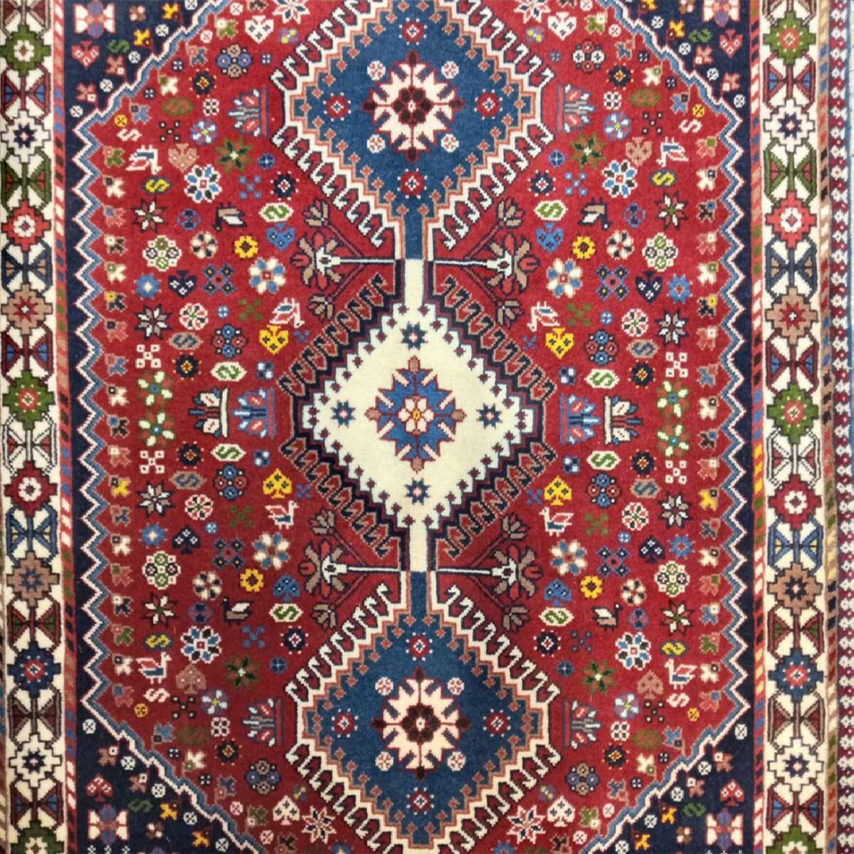Price and Buy Genuine Persian Carpet with Wool Hand-Knotted Qashqai Red - Image 5