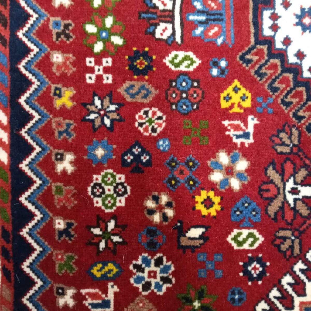 Price and Buy Genuine Persian Carpet with Wool Hand-Knotted Qashqai Red - Image 6
