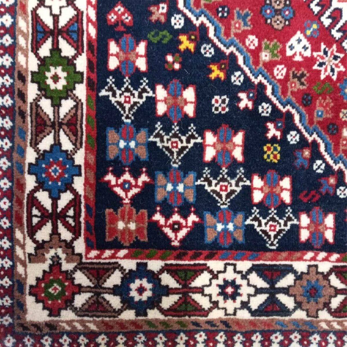 Price and Buy Genuine Persian Carpet with Wool Hand-Knotted Qashqai Red - Image 8