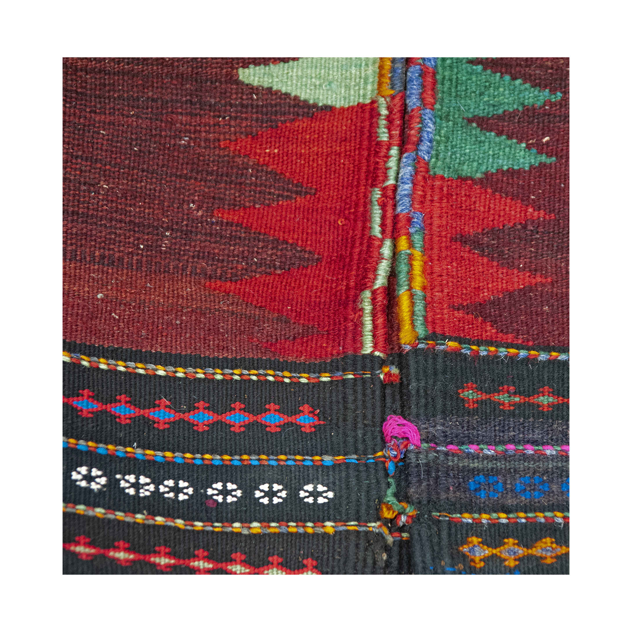 Price and Buy Genuine Persian Cotton Kilim Rug Handwoven in Kerman Crimson - Image 3