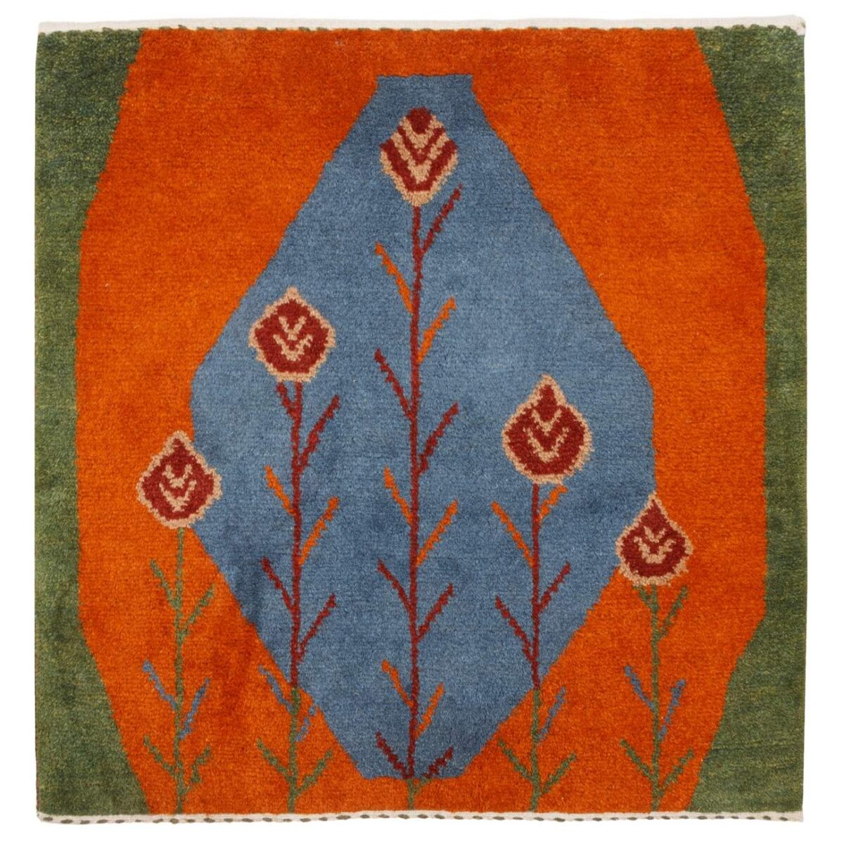 Price and Buy Genuine Persian Gabbeh Wool Rug Handwoven  in Shiraz Floral Blue