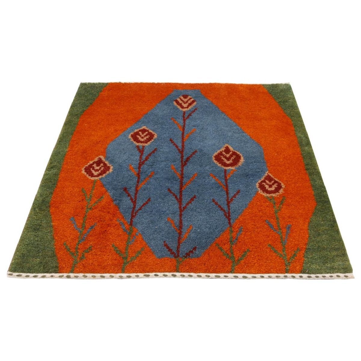 Price and Buy Genuine Persian Gabbeh Wool Rug Handwoven  in Shiraz Floral Blue - Image 8